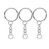50Pcs Silver Round Split Keyfob Keyrings with Jump Ring for DIY Keychain