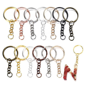 50Pcs Silver Round Split Keyfob Keyrings with Jump Ring for DIY Keychain
