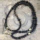 Volcanic Rock Beads Chain Wood Beads Long Necklace