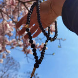 Volcanic Rock Beads Chain Wood Beads Long Necklace