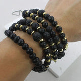 Volcanic Rock Beads Chain Wood Beads Long Necklace
