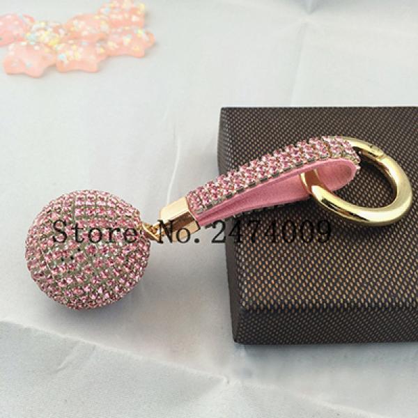 Mickey Head Keychain Rhinestone Ball Charms Bag Car Pendant