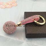 Mickey Head Keychain Rhinestone Ball Charms Bag Car Pendant