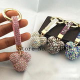 Mickey Head Keychain Rhinestone Ball Charms Bag Car Pendant