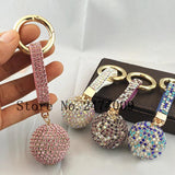 Mickey Head Keychain Rhinestone Ball Charms Bag Car Pendant