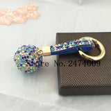 Mickey Head Keychain Rhinestone Ball Charms Bag Car Pendant
