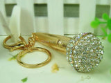 Big Mic Music Microphone Keyring Rhinestone Crystal Pendant Gift
