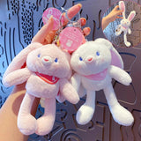 Plush Rabbit Keychain for Bag Charm - Animal Bunny Doll Key Chain