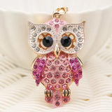 Owl Metal Keychain Rhinestone Pendant Bag Charm for Women