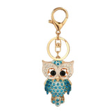 Owl Metal Keychain Rhinestone Pendant Bag Charm for Women