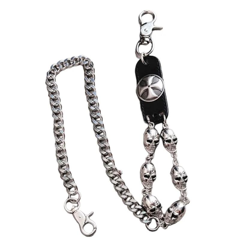 Skull Charm Gothic Rock Metal Chains Waist Trousers Key Chain Ring