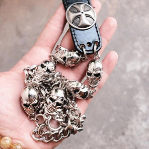Skull Charm Gothic Rock Metal Chains Waist Trousers Key Chain Ring