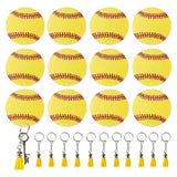 12pcs Acrylic Baseball Keychain Round Rings Key Ornament Camera Unisex