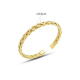 Golden Braided Bangle Charm Bracelet Titanium Steel 18K Plated