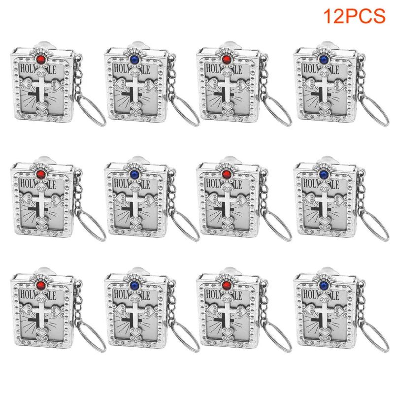 12pcs Religious Catholic Key Chain Gift Cross Bible Pendant