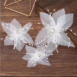 3Pcs Pink Flower Hair Clips Crystal Hair Jewelry Wedding Hair Accessories