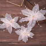 3Pcs Pink Flower Hair Clips Crystal Hair Jewelry Wedding Hair Accessories