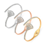 Natural Shell Cuff Bracelet Stainless Steel Arm Bangle