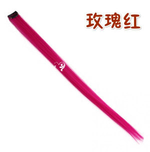 Long Straight Hair Rope Clip In Highlight Rainbow Hair Streak Pink