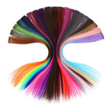Long Straight Hair Rope Clip In Highlight Rainbow Hair Streak Pink