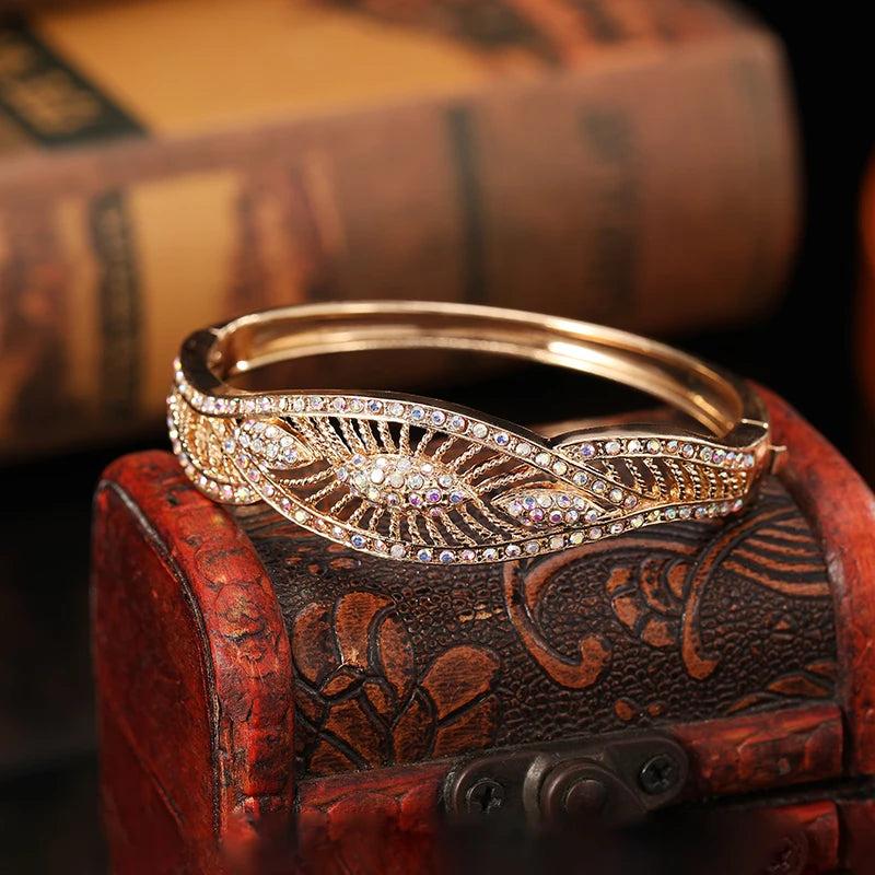 Arab Dubai Party Wedding Bracelet Moroccan Flower Rhinestone Jewelry