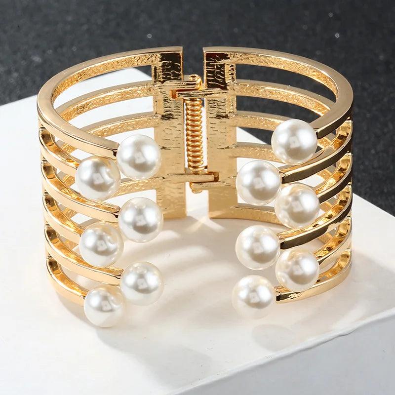 Bohemia Pearl Layer Winding Bracelet Exaggerate Bangle Women Jewelry