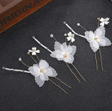 3Pcs Bride Wedding Crystal butterfly Hairpin Sticks Hair Braider Tools