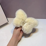 Korea INS Green 3D Plush Butterfly Hair Claws Women Sweet Big Hair Clips