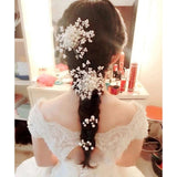 Bridal Hair Combs Silver Pearl Rhinestone Head Jewelry