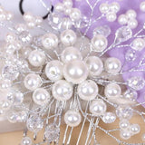 Bridal Hair Combs Silver Pearl Rhinestone Head Jewelry