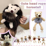 Plush Bear Frog Hair Rope Elastic Hair Band Crown