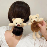 Plush Bear Frog Hair Rope Elastic Hair Band Crown