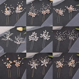 2-Pcs Silver Hair Pins Sets Pearls Crystal Hairbands for Women Bride Wedding