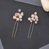 2-Pcs Silver Hair Pins Sets Pearls Crystal Hairbands for Women Bride Wedding