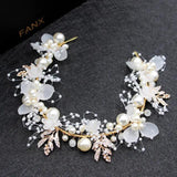 Pearl Flower Headband Bridal Wedding Crown Hair Accessories Hair Band Tiara