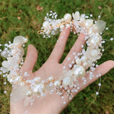 Pearl Flower Headband Bridal Wedding Crown Hair Accessories Hair Band Tiara