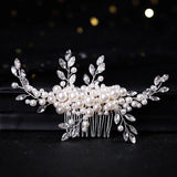 Silver Pearl Crystal Wedding Hair Combs Bride's hair ornament
