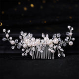 Silver Pearl Crystal Wedding Hair Combs Bride's hair ornament