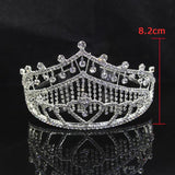 Tassel Rhinestone Big Pageant Crown Bridal Tiara