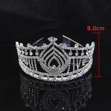 Tassel Rhinestone Big Pageant Crown Bridal Tiara