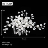 Silver Rhinestone Wedding Hair Comb Pearl Crystal Hair Accessories