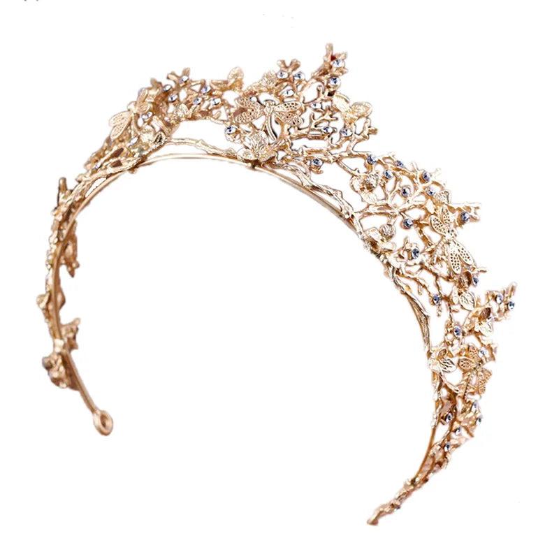 Crystal Crown Hair Accessories Bride Silver Rose Headwear