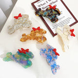 Teddy Puppy Shark Hair Claws Red Bow Acetate Hair Clip