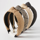 Boho Summer Plaid Raffia Mixed Braided Headband