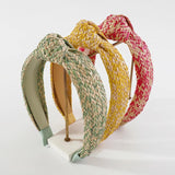 Boho Summer Plaid Raffia Mixed Braided Headband