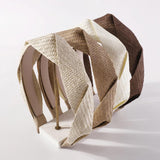 Boho Summer Plaid Raffia Mixed Braided Headband