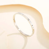 Three-Color Women's Bracelet Cuff Bangles Stainless Steel Zircon