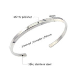 Stainless Steel 4mm Opening Bangle Bracelet Classic Cuff Bangles
