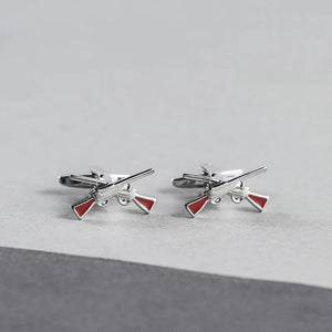 Double Gun Shotgun Cufflinks Metallic Paint Men's Shirt Suit Cuff Button