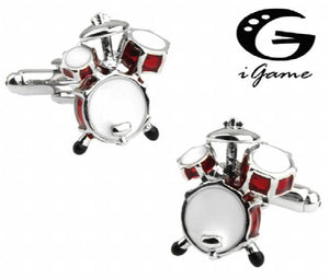 Red 3D Drum Cufflinks for Men - Novelty Gift